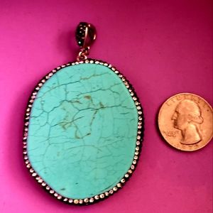 Sleeping Beauty Turquoise and Moissanite Pendant
